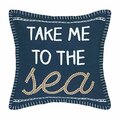 Puesta En Escena Take Me to The Sea Burlap Pillow, Blue PU3691725